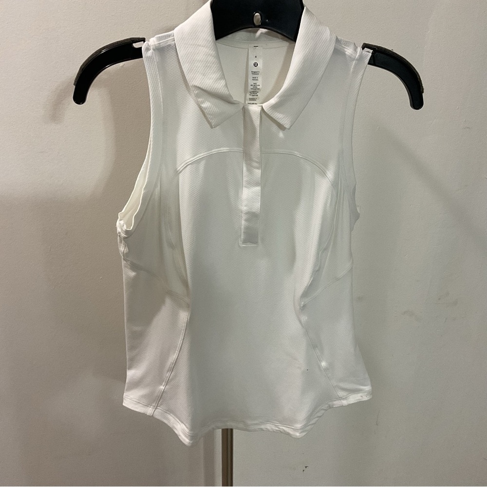lululemon athletica White Sleeveless Polo Tank Top